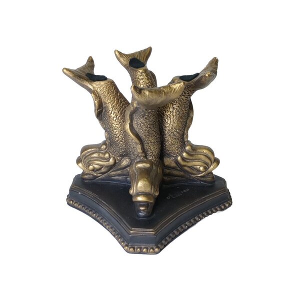 Austin Sculpture Figural Statue Dolphin Pedestal Signed Vintage 1993 - Picture 2 of 11